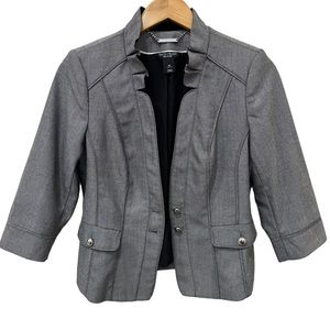 White House Black Market Blazer Size 8P Petite Herringbone 3/4 Sleeves Jacket